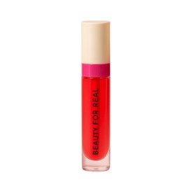 Beauty For Real Lip Revival Hi-Shine Hydrating Lip Oil, Strawberry Fields (Transparent Red) - Lightweight - Non-Sticky, Shiny Finish - Paraben Free, Cruelty Free, Vegan