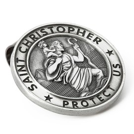 St Christopher Medal for Car Visor Clip New Driver Gifts, Made of Metal, AKI-102-A (1, St Christopher Style A)