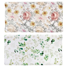 Funda para cambiador de pañales, 2 unidades, diseño floral, color verde