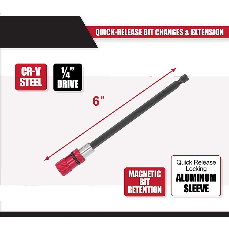 1/4 Hex Extension, Magnetic Extension Stable Tight Connection Quick Release