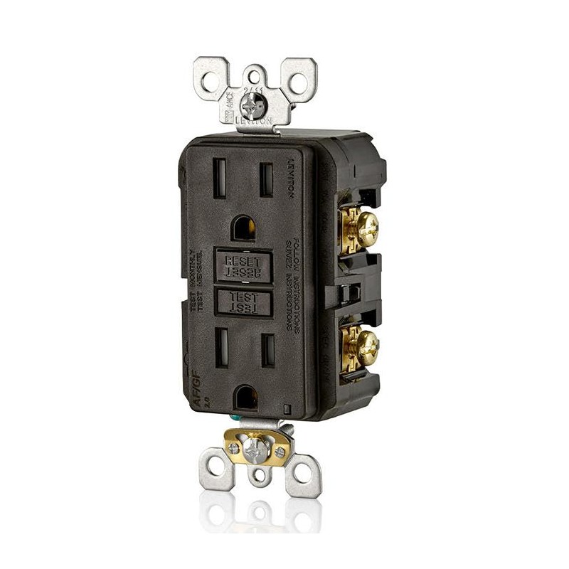 Leviton Dual-Function AFCI/GFCI Outlet, 15 Amp, Self Test, Tamper-Resistant with