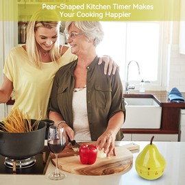 Mechanical Kitchen Timer,60 Minutes Cartoon Pear Timer Countdown Alarm Clock,Mechincal Pear Timer,Cute Kitchen Timer Pear Timer Cute Manual Mechanical Rotating Alarm for Baking, Cooking