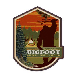 Die Cut Sticker Asheville, North Carolina, Home of Bigfoot, Contour Vinyl Sticker 1 to 3 inches (Waterproof Decal for Cars, Water Bottles, Laptops, Coolers), Small