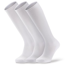 COTMAKETON 3 Pairs Over the Calf Socks for Men Women Cushioned Work Boot Socks Knee High Tube Socks (White, Medium)