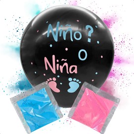 Globo Gignte para Fiesta de Revelación de Género de Látex con Polvos Holi de Colores Azul y Rosa 1 pza GRUPO CARNAVALLIA