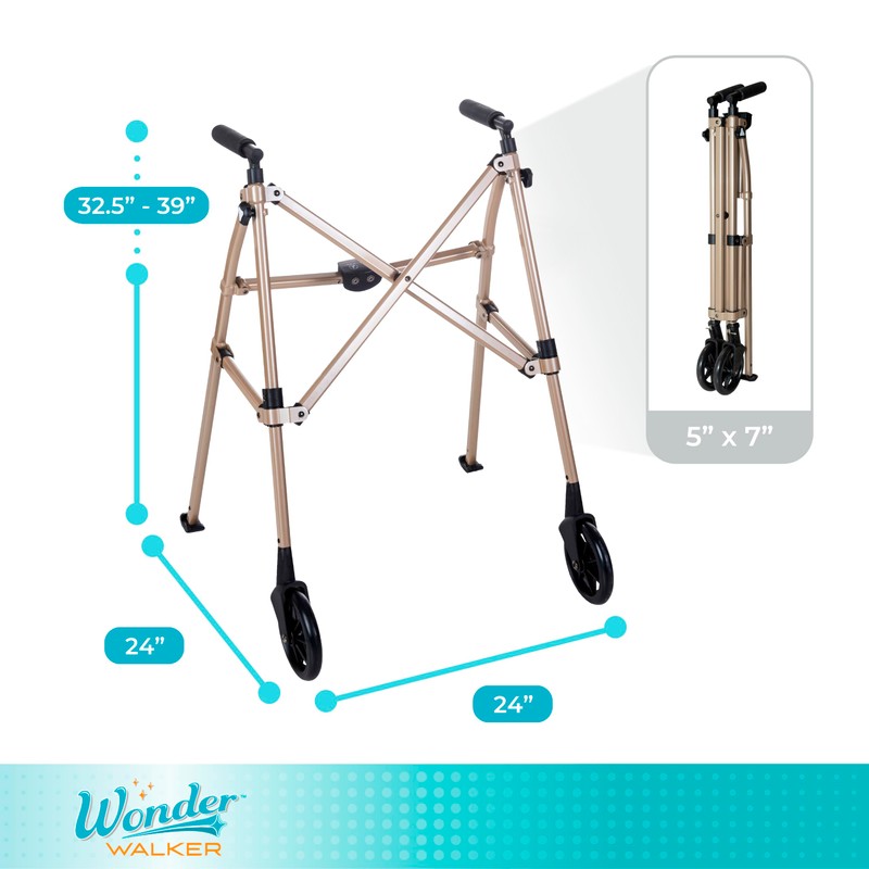 Stander Space Saver Walker, Lightweight Folding Rolling Mobility Aid for