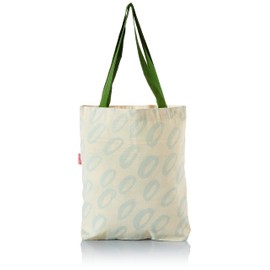 Le Jardin du Lin Bedruckte Einkaufstasche mit Grünen Langen Henkeln, Wiederverwendbare, Tasche, Faltbar, ​Stofftasche, Größe: 34 x 40 Cm