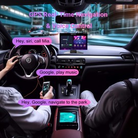 Wireless Carplay Screen for Car - Compatible with Portable Apple CarPlay & Android Auto, Car Play Screen with Backup Camera, Blue-Tooth, GPS Navigation, Mirror Link, Fits All Vehicles (9”)