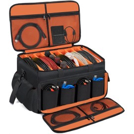IBVIVIC Large Gig Bag Cable File Bag With Adjustable Dividers Dj Cable Gig Bag for Cables, Cords,DJ Gear,Musicians Accessories 20 inch