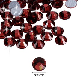 sourcing map 2880 Pcs Hotfix Rhinestones Flatback Crystal Glass Gems Art Rhinestones for Crafts Clothes DIY Decoration(SS10 2.9mm,Dark Red)