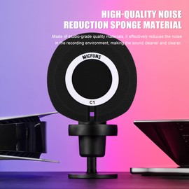 Micfuns C1 Microphone Windshield Pop Filter Acoustic Filter for 4.5cm-6.0cm Recording Studios Microphones (Black)