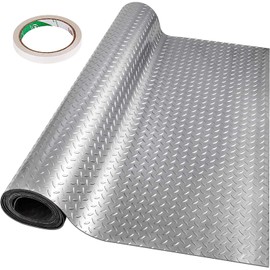Happybuy Garage Floor Mat 4.9x19ft Vinyl Garage Flooring Roll Anti-Slide Diamond Texture Silver Garage Mats for Under Car 93 sqft Covering Space DIY PVC Garage Floor Mat for Gyms Boats Car Trailer