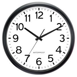 Caysie 16 Inch Sealed Large Outdoor Clock Waterproof, Silent Battery Operated Weatherproof Wall Clocks for Pool Patio Outside Home (Black)