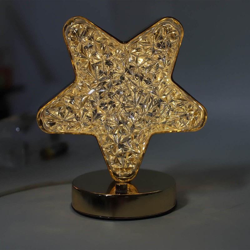 Star Bedside Table Lamp Cordless Rechargeable 3 Color Stepless Dimmable
