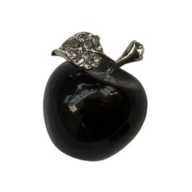 Sunshcat Natural Black Obsidian 1.18 Inchs Apple Crystal and Healing Stone Statues,Room Decoration Christmas Decorations Thanksgiving Gifts Office Gifts Collectibles