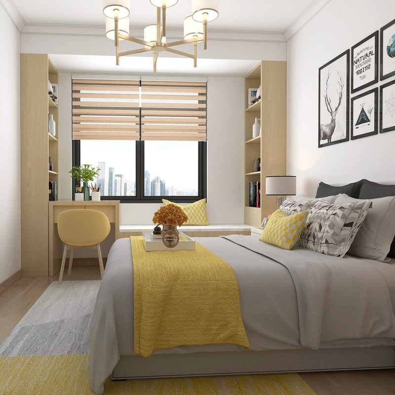 InterGo Double Roller Blind with Klemmfix No Drilling Required, Linen,