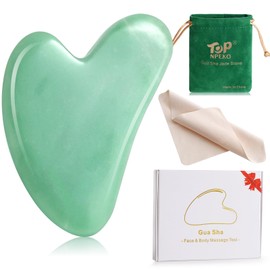 Gua Sha Facial Tool, Natural Jade Stone Guasha Face Scraping Massager for Promotes Blood Flow Prevents Wrinkles Removes Toxins