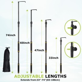 Truck Cargo Grabber, Telescoping Pickup Truck Bed Retriever Tool Black Steel Tube Telescoping 33-74" to Conveniently Store the CAR TRUCK RV Tools to Avoid Climbing Truck Bed Efficient Cargo Retriever