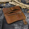 Mens Leather Long Bifold Wallet with Chain, Biker Wallet Vintage