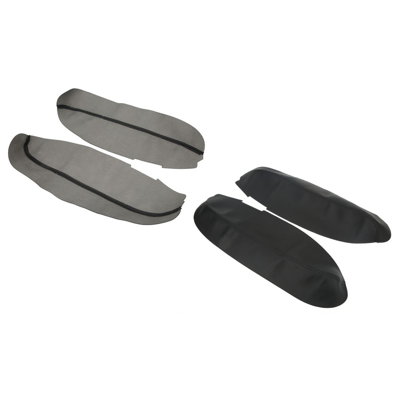 2pcs Front Door Panel Armrest Cover Black Artificial Leather Replacement