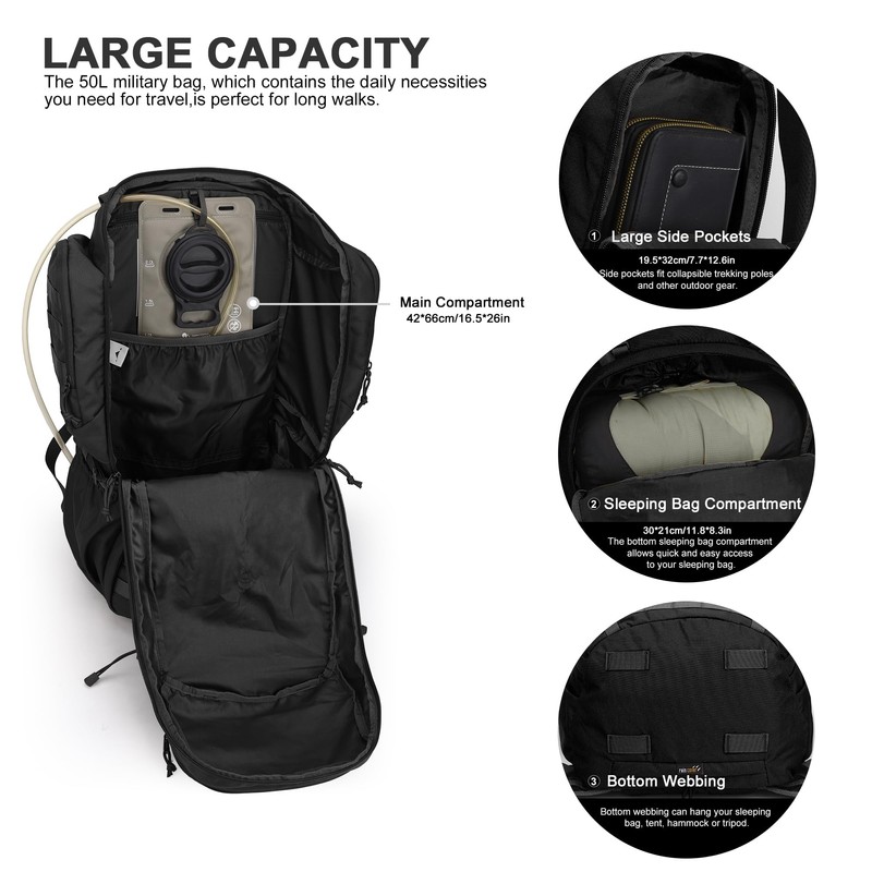 Mardingtop 50L Internal Frame Backpack with Rain Cover for Hiking,Camping,Backpacking,Travel,Outdoor