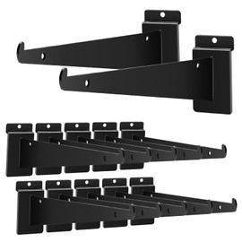 APOCHON 12 Pack Slatwall Shelf Brackets 12 Inch, Heavy Duty Slatwall Knife Shelf Bracket for Slat Wall, Metal Slatwall Accessories with Lip for Slatwall Panels Shelving Display Home Commercial