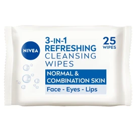 NIVEA NIVEA 3in1 Refreshing Cleansing Wipes Normal Skin and Combination Skin (25 Wipes), Plant-Based Makeup Remover Face Wipes, Gentle Yet Effective Makeup Removal