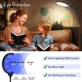 Assemer LED Floor Lamps with Remote Dimmable Timing Eye Care Standing Reading Lamp for Living Room Bedroom Office