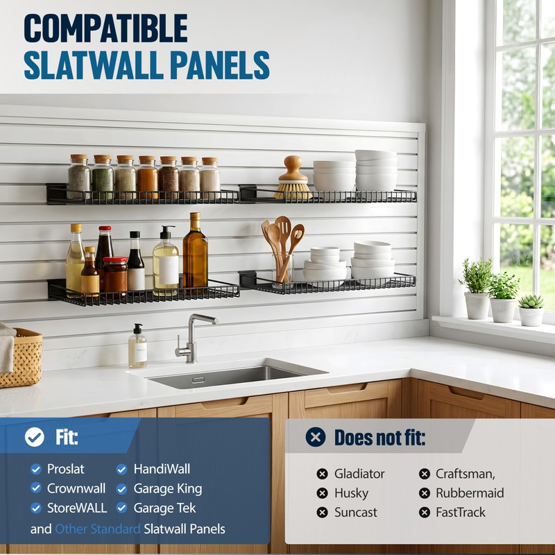 FOFARY 4 Pack Slatwall Shelves 24X12 Inch, Slatwall Accessories Heavy