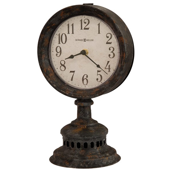 Howard Miller Ardie Mantel Clock 635-199 – Antique Black Finished Metal, Gray & Rusty Undertones, Distressed Dial & Numerals, Shatter-Resistant Crystal, Quartz Movement