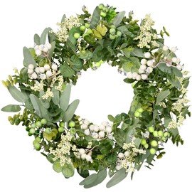 WYIPOLZI Eucalyptus Wreaths for Front Door, Artificial Eucalyptus Garland, Spring Summer Green Wreath, Lifelike Artificial Wreath Door Decoration for Indoor and Outdoor