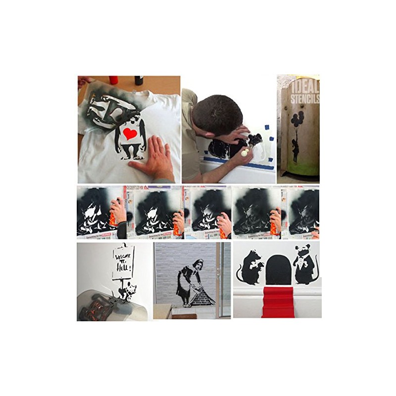 Ideal Stencils Banksy Rat Stencil - Painted Size 11.5x13cm -