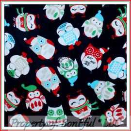 Hobby Lobby BonEful Fabric FQ Cotton Quilt VTG Red Green Blue Winter Snow Bird OWL Xmas Tree