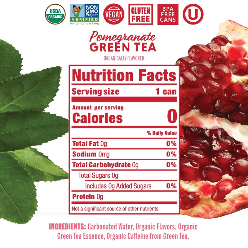 Nixie Sparkling Water, Pomegranate Green Tea | 12 fl oz