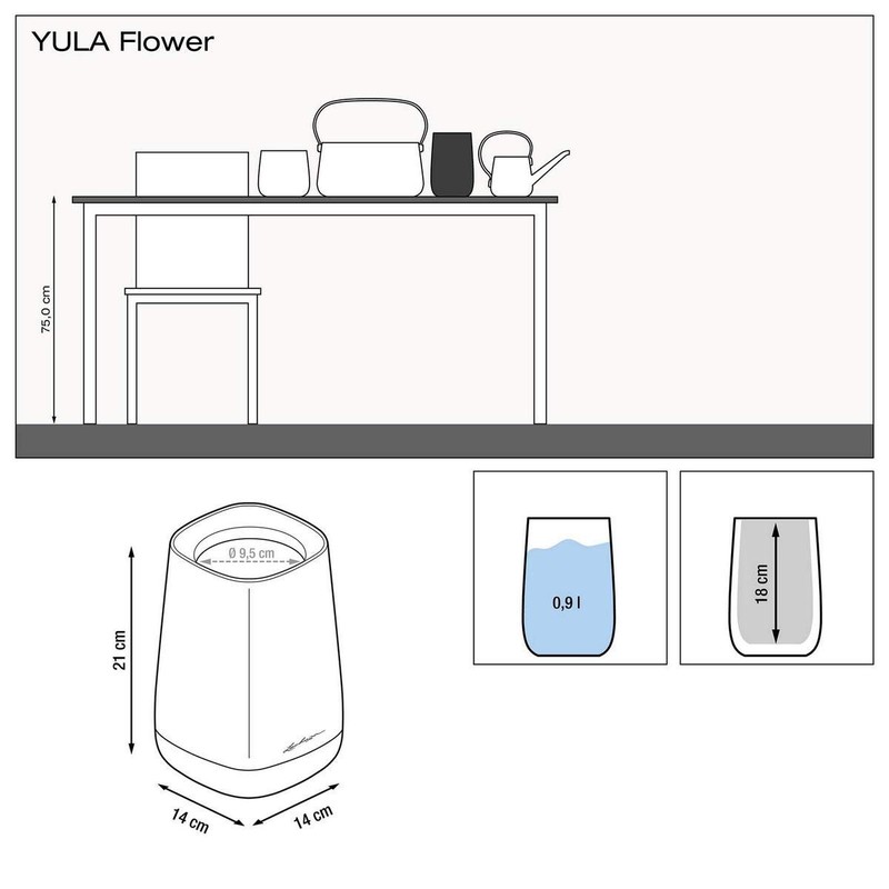 Lechuza Yula Flower, white/grey silk matt, high-quality plastic, suitable for