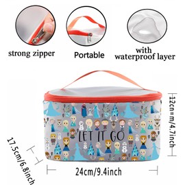 PXTIDY Elsa and Anna Musical Makeup Case Elsa Princess Cosmetic Organizer Bag Elsa Anna Fans Toiletry Bag Winter Themed Gift