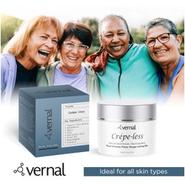 Vernal Vernal Crepe-less crepey skin firming cream to reduce crepey arms, neck & hands. Organic tightening cream to reduce thin wrinkled skin on arms, neck and body. Made in USA (4 Oz)