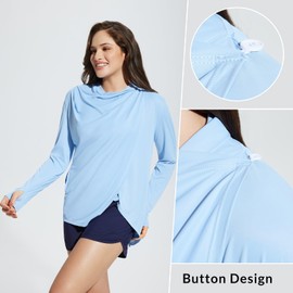 BALEAF Women's rash swim casual long sun protection jacket, C-blue, M