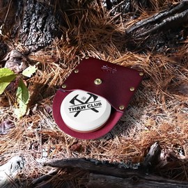 THRWCLUB Axe Sharpener 400/1000 Grit - Hatchet/Axe Sharpening Stone, Axe Blade Sharpener, Sharpening Puck, Lansky Puck, Dual Grit Multi-Purpose Hatchet Sharpening Tool with Leather Sheath