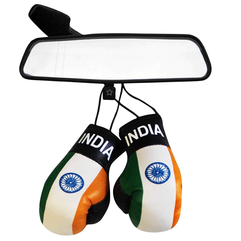 India Flag Mini Boxing Gloves for Cars or Home -