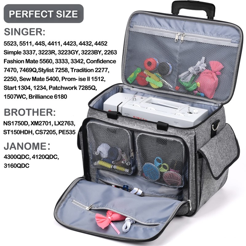CAB55 Rolling Sewing Machine Case, Detachable Rolling Sewing Machine Carrying