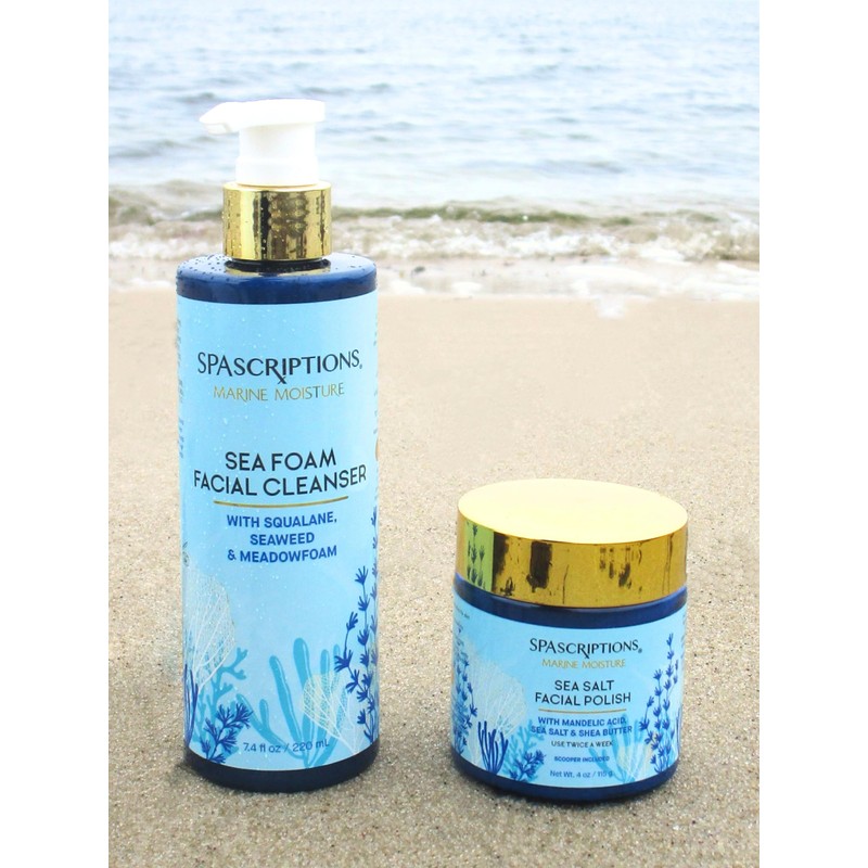 Spascriptions Marine Moisture Sea Salt Facial Polish, Exfoliating Facial Scrub,