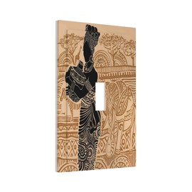 African Woman 1 Gang Single Toggle Wall Plate Light Switch Cover Zebra Elephants Decorative Switchplate Outlet Cover Black Girl Decorative Receptacle for Bathroom Kitchen Home