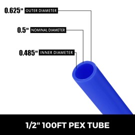 VEVOR 2 Rolls of 1/2" x 100ft, Non-Oxygen Barrier Flexible Pipe Tubing, Red&Blue for Hydronic Radiant Heat Floor EVOH, Water Plumbing Applications with Cutter
