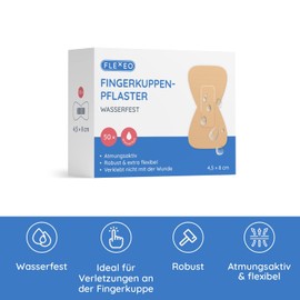 Fingertip Plasters Waterproof Beige – 4.5 x 8 cm – Pack of 50 Plasters – Fingertip Protection After Injury – Butterfly Band-Aid – Thumb Plasters & Toe Plasters – Waterproof Finger Plasters