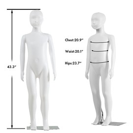 Kids Mannequin Full Body Child Dress Form 43.3 inch with Wood Stand for Clothing Dress Jewelry Display Window Counter Shop Sewing Display