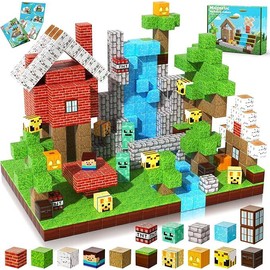 Magnetic Blocks-100PCS Create My Own Crafts ，Magnetic Building Blocks Magnetic Tiles Stacking, Build -Magnet World Set, STEM Montessori Sensory Toys magnet blocks，Valentine's Day Gifts,Construction Outdoorfun Stone Brick Wall Suit Wooden
