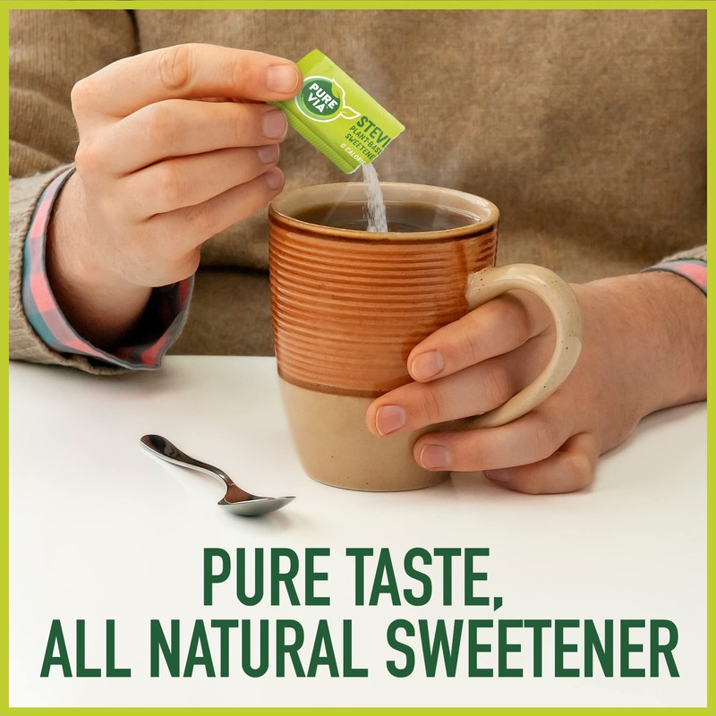PURE VIA Stevia Sweetener Packets, Sugar Substitute, Natural Sweetener, Zero