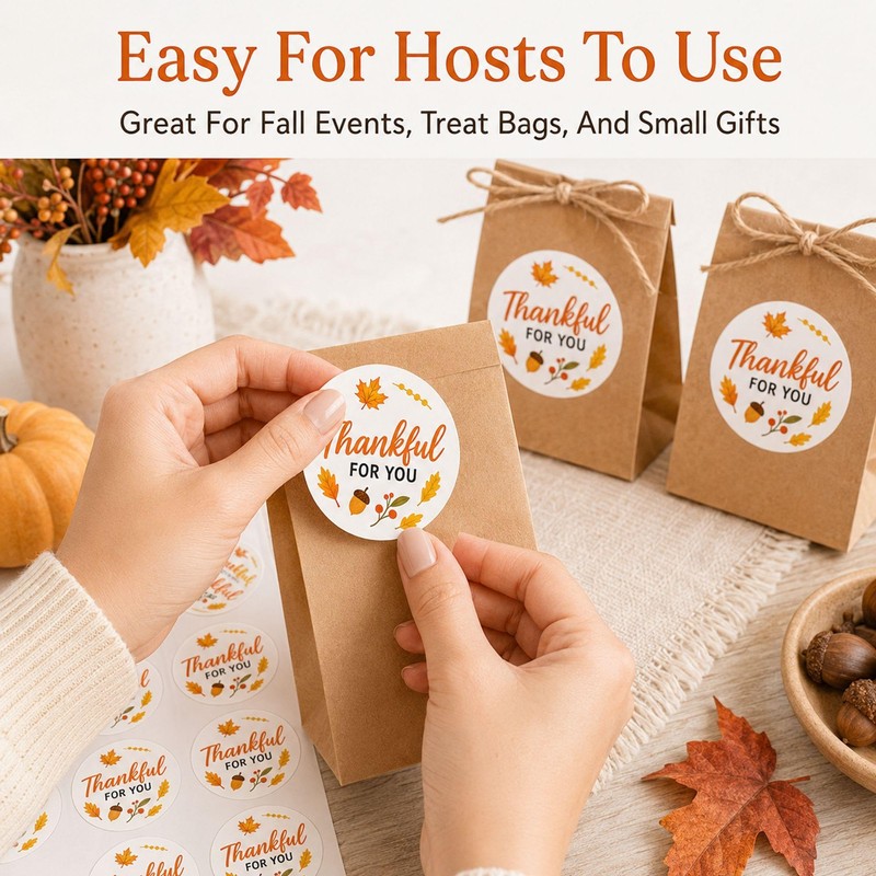 Thanksgiving Thank You Favor Stickers: 120 Fall Paper Stickers