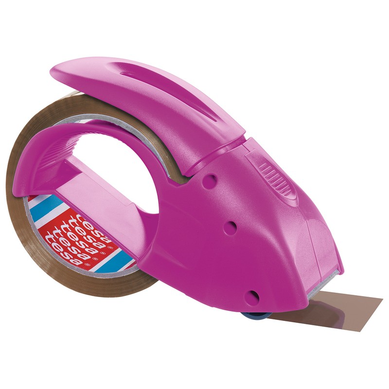 tesapack Hand Dispenser Pack-N-Go - Ergonomic Handheld Pink Packaging Tape